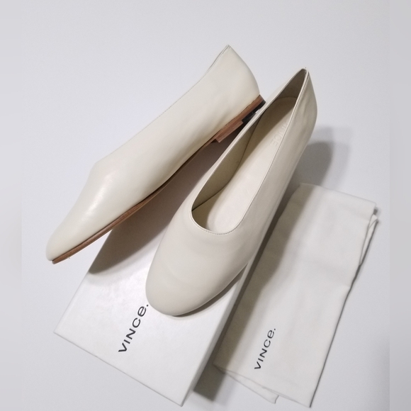 NIB VINCE Women's Maxwell Italian Leather Ballet Flats Glove Shoes in Cream - Picture 2 of 16